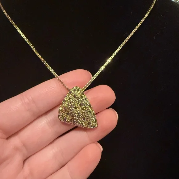 Swarovski Crystal Pave Triangle Gold Necklace - Picture 1 of 6